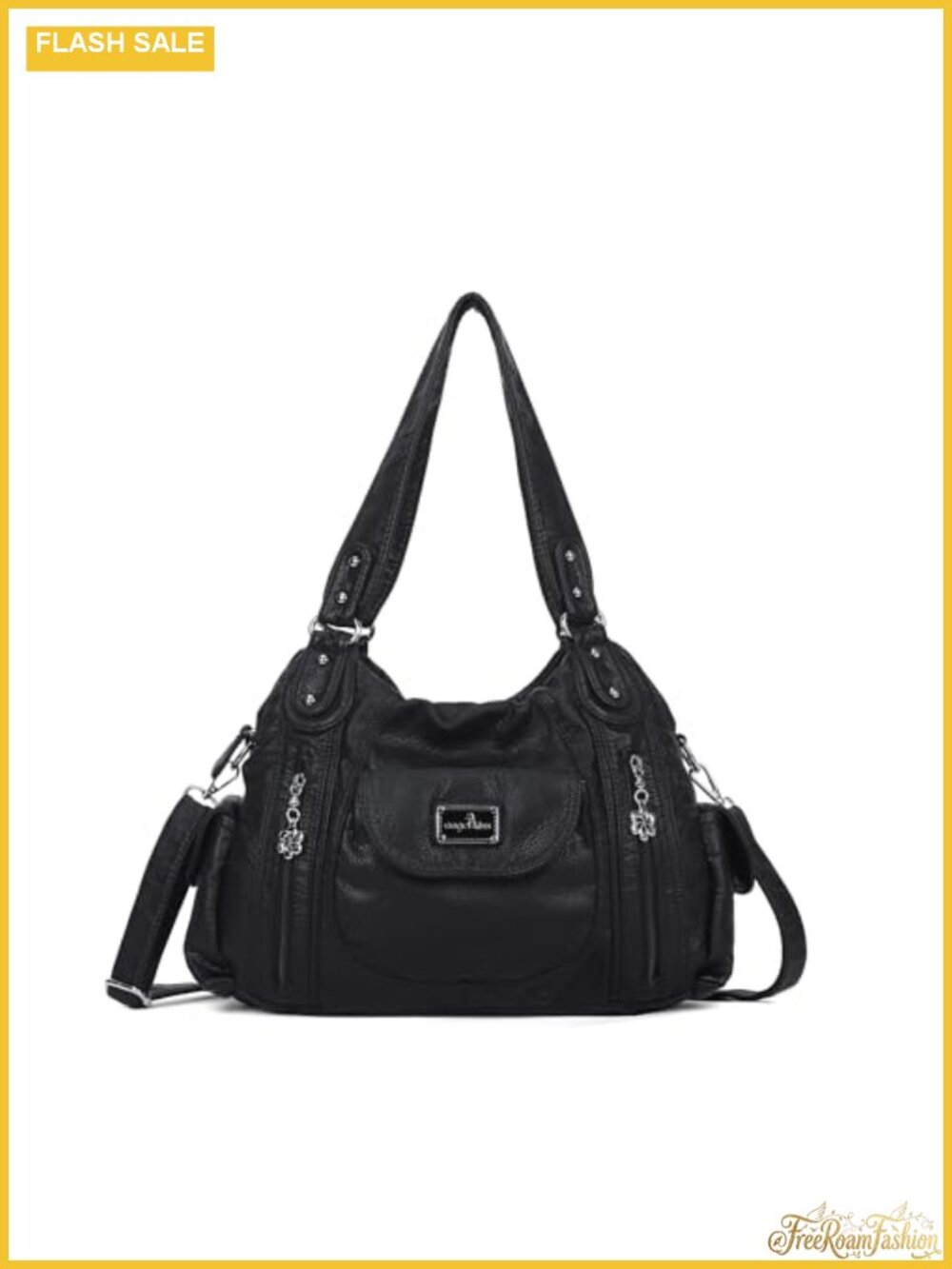 Large Faux Leather Hobo Tote Purse, Multipocket Shoulder Bag Crossbody Satchel